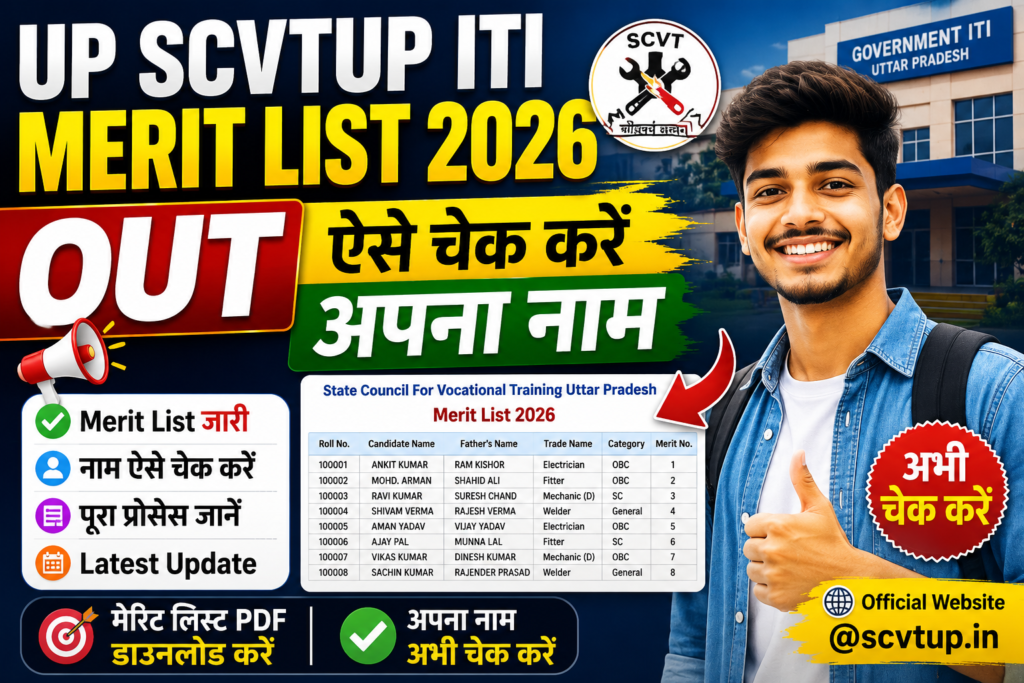 UP SCVTUP ITI Merit List 2026