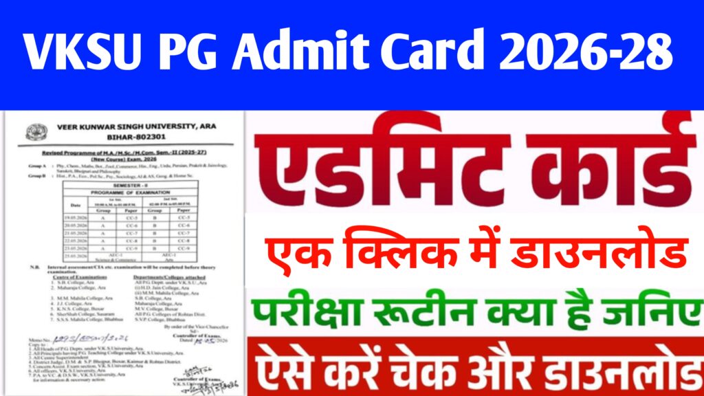 VKSU PG Admit Card 2026-28 Realesed