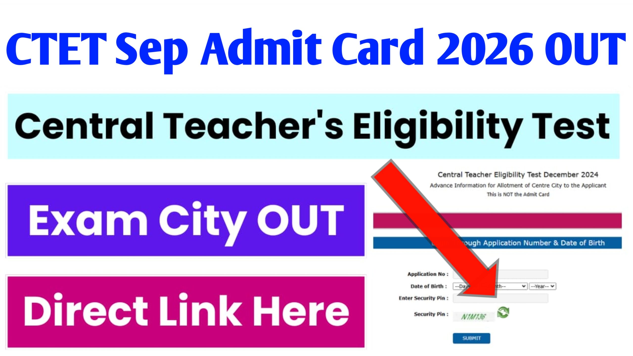 CTET September Exam City Admit Card 2026