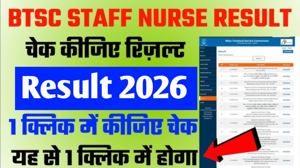 Bihar Staff Nurse Result 2026