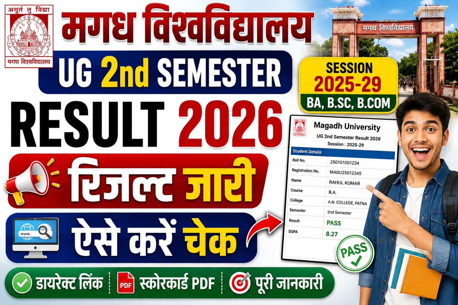 Magadh University UG 2nd Semester Result 2026