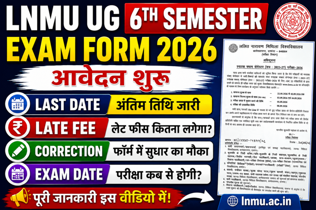 LNMU UG 6th Semester Exam Form 2026