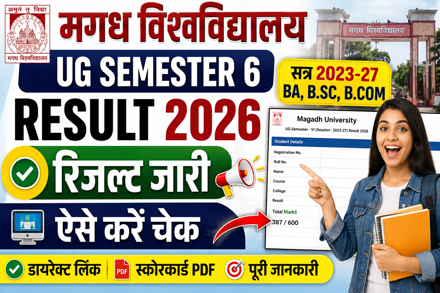 Magadh University UG Semester 6 Result 2026