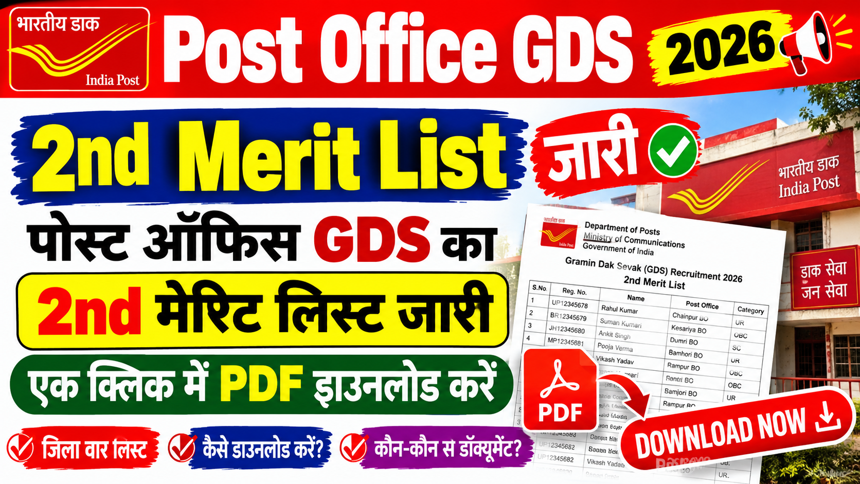 Post Office GDS 2nd Merit List 2026